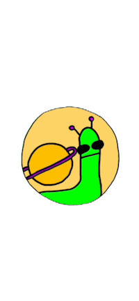 a green slug with a yellow ball in its mouth